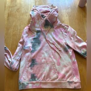 Pink and Gray Tie-Dye Hoodie Girls medium
